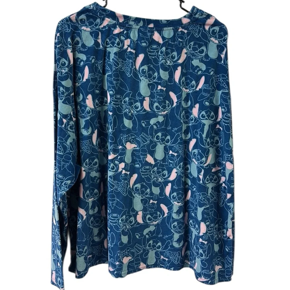 Disney Stitch Womens Pajama Loungewear Long Sleeve Weekend Vibes Velour Top 3X - Picture 5 of 8
